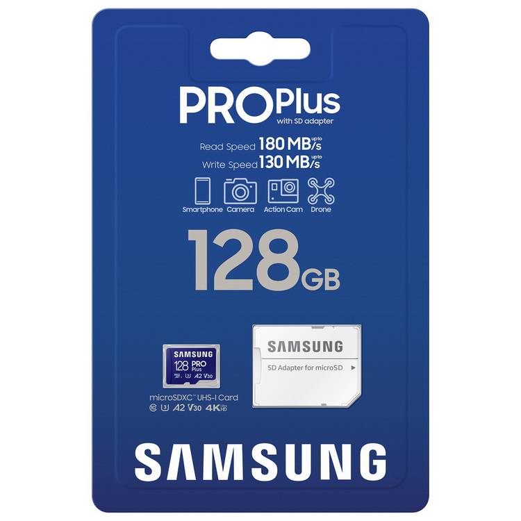Samsung PRO Plus microSD memory card 128GB, UK version