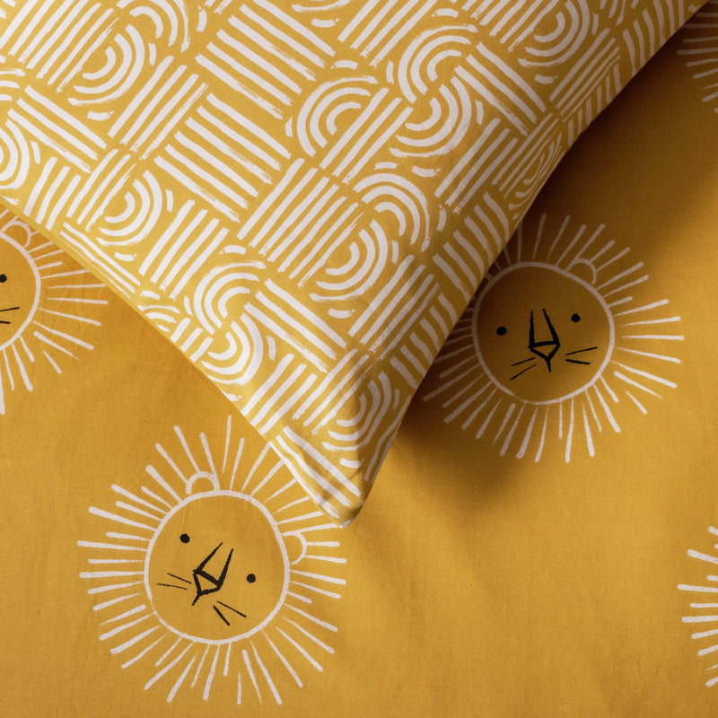 Habitat Cotton Safari Lion Yellow Bedding Set - Single