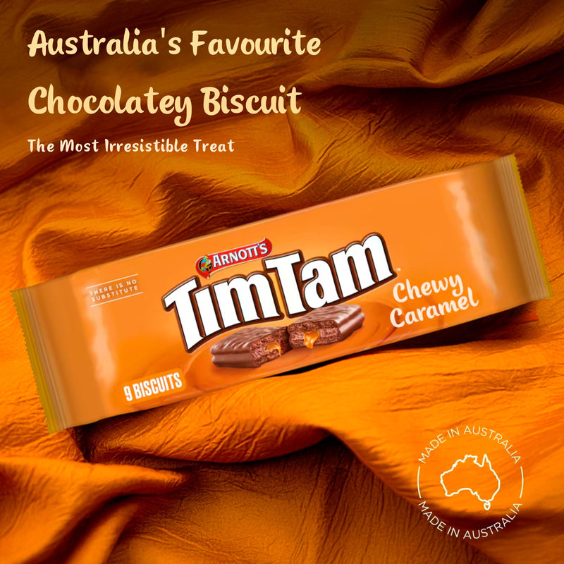 Arnott's Tim Tam Chewy Caramel biscuits 175g, imported from the UK