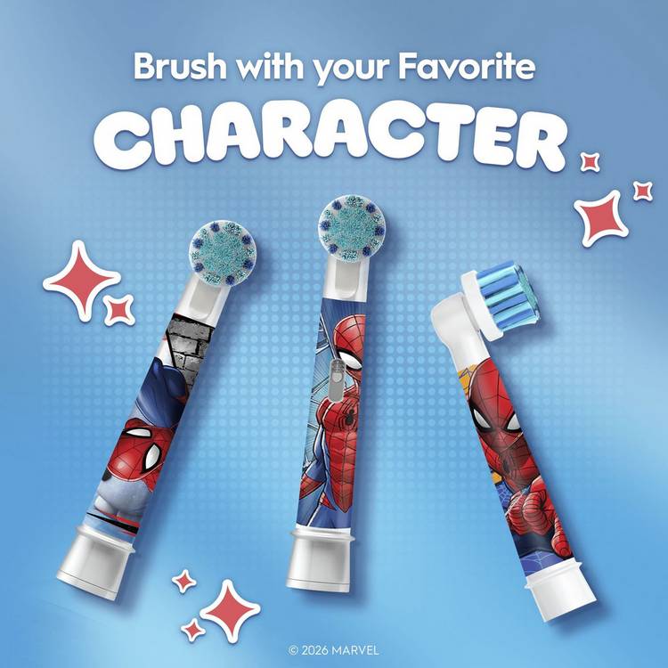 Oral-B Spiderman kids toothbrush heads 4 pack (British brand)