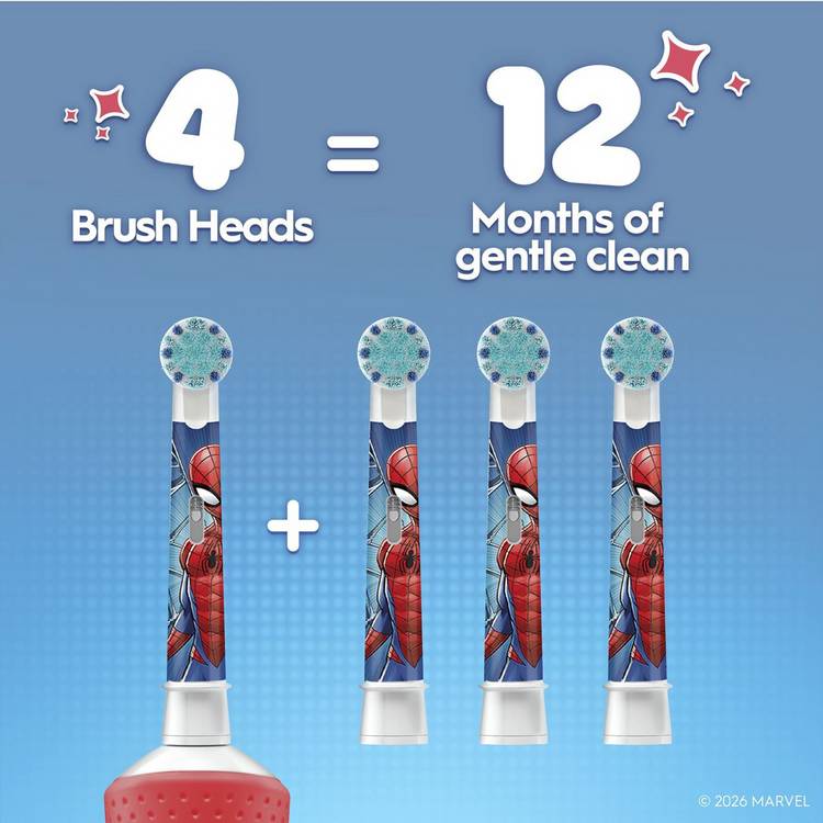 Oral-B Spiderman kids toothbrush heads 4 pack (British brand)