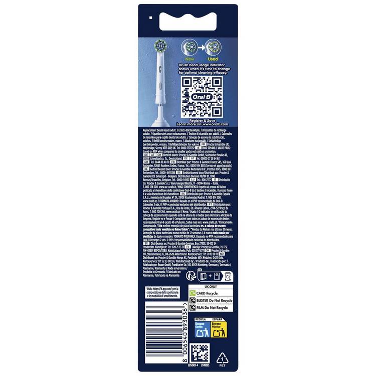 Oral-B Pro CrossAction toothbrush heads 4 pack (British brand)