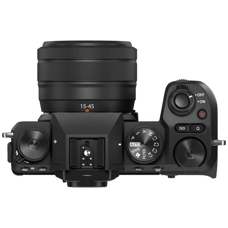 Fujifilm X-S20 black mirrorless camera with 15-45mm lens - British product