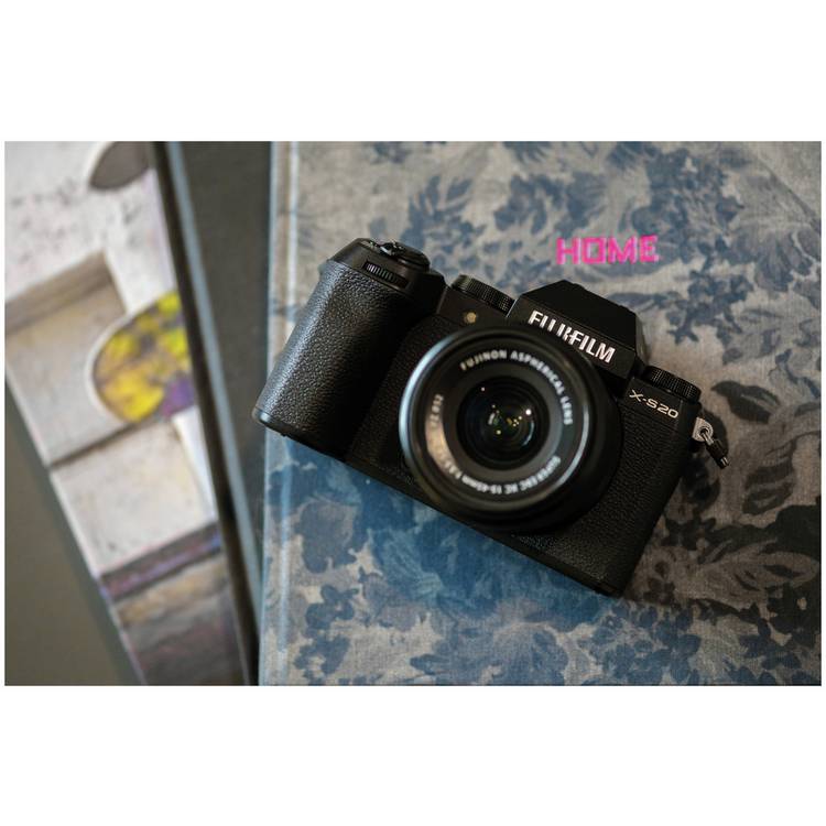 Fujifilm X-S20 black mirrorless camera with 15-45mm lens - British product