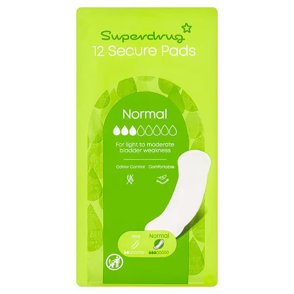 Superdrug Incontinence pads Normal 12 Pack (British brand)