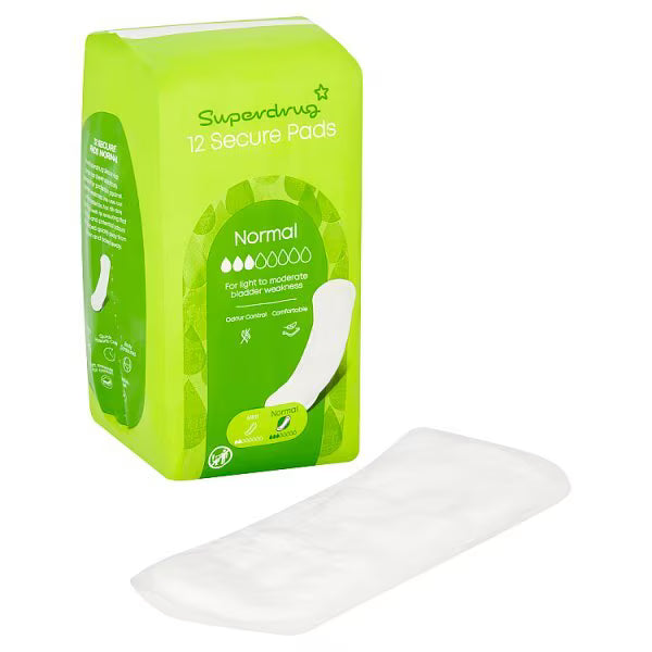 Superdrug Incontinence pads Normal 12 Pack (British brand)