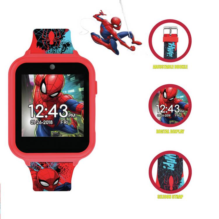 Disney Spider-Man interactive watch with red silicone strap - British product