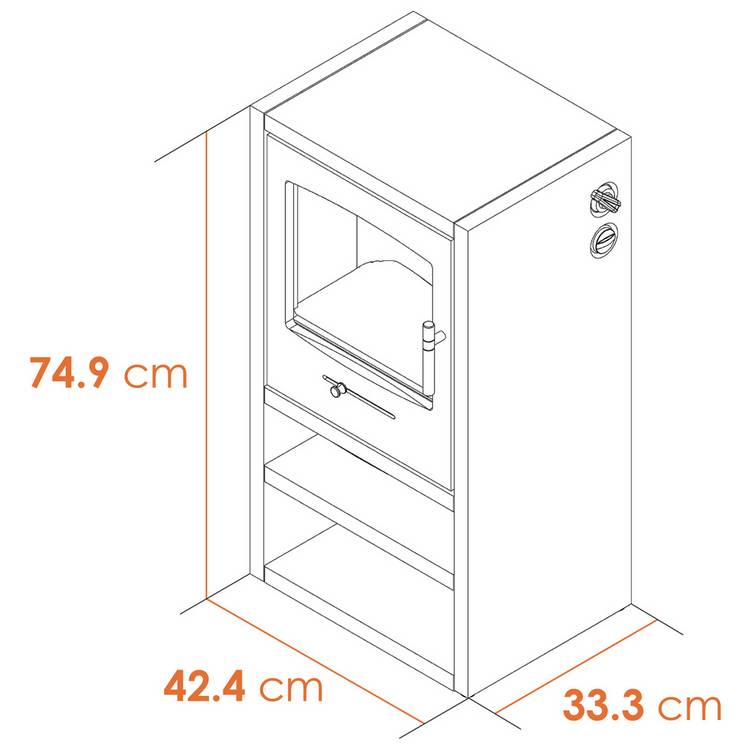 Adam Bergen electric stove with angled pipe, imported from the UK