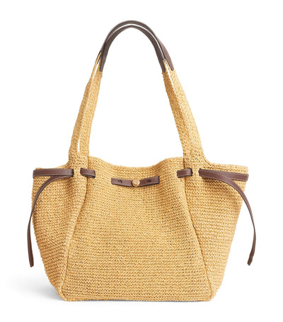 Harrods Tory Burch Raffia-Leather Romy Tote Bag- Buy online at McGrocer