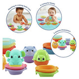 VTech stackable bath toy set with boats and animal cups, UK version