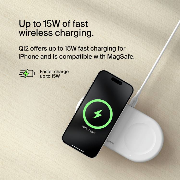 Belkin 2-in-1 MagSafe compatible wireless charger, imported from the UK