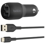 Belkin 24W dual USB-A car charger with cable, UK version