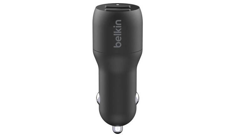 Belkin 24W dual USB-A car charger with cable, UK version