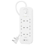 Belkin surge protected extension lead 6 socket USB A and C, UK version