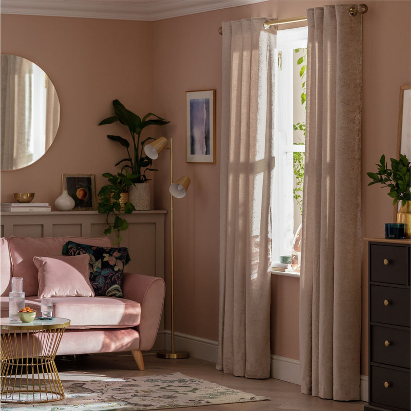 Argos Home Crushed Velvet Eyelet Curtains - Champagne - 229x229cm