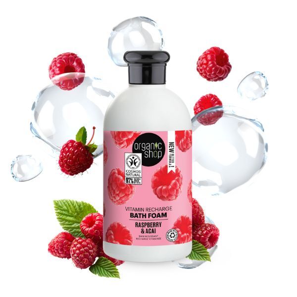 Organic Shop Bath Foam Raspberry Acai 500ml, imported from the UK