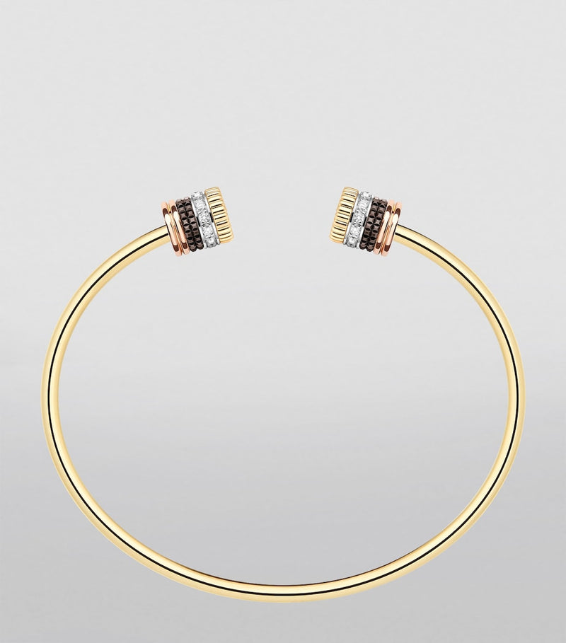 Boucheron Quatre mixed gold and diamond bracelet 8mm, imported from the UK