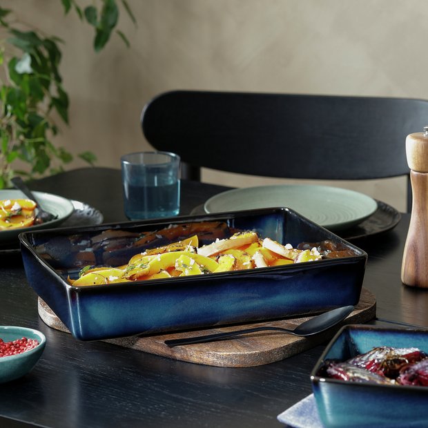 Habitat reactive stoneware roaster navy 33cm - British product
