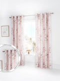 Catherine Lansfield pink floral eyelet curtains 168x183cm, imported from the UK