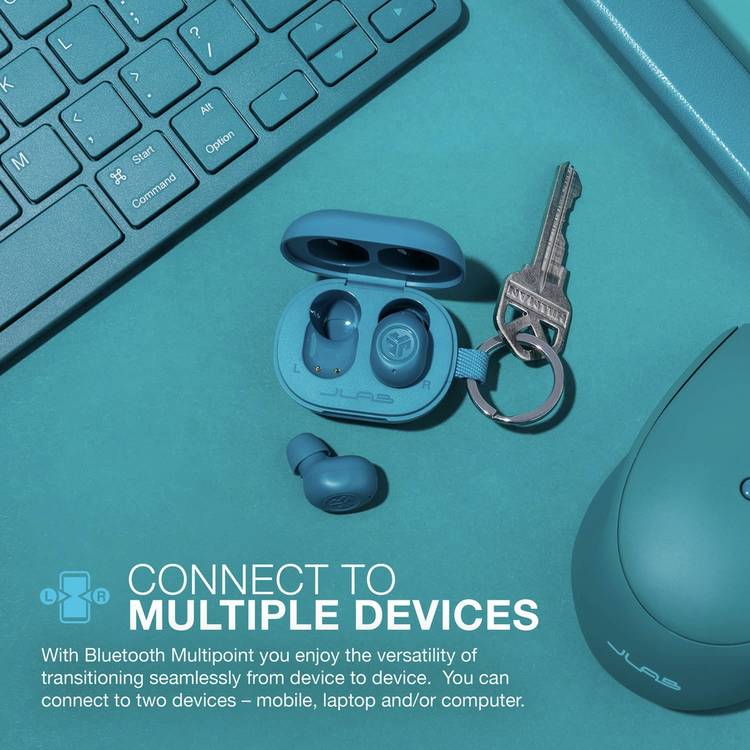 JLab JBuds Mini true wireless earbuds Aqua, imported from the UK