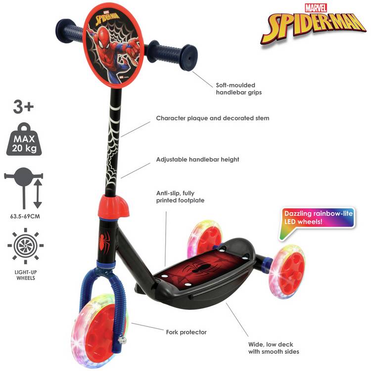 Spider-Man Tri-Lite 3 wheel scooter, UK version