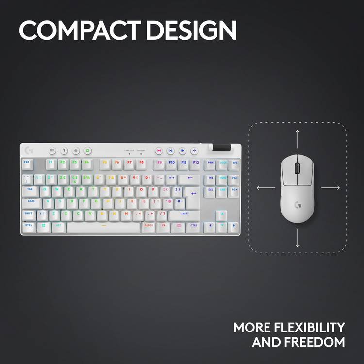 Logitech PRO X TKL wireless gaming keyboard white, imported from the UK