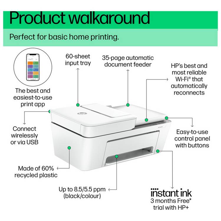 HP DeskJet 4220e wireless printer - British product