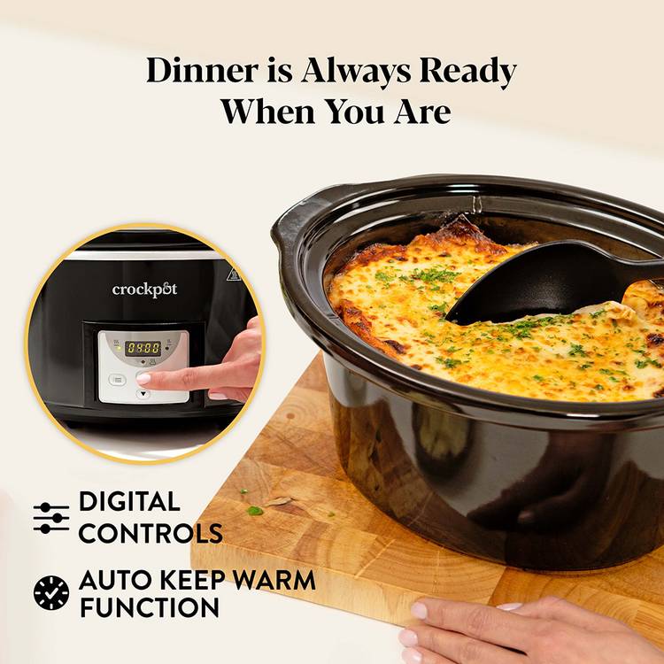 Crockpot black digital slow cooker 3.5L (British brand)
