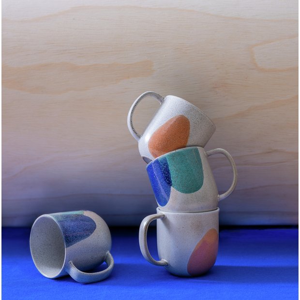 Habitat multicoloured stoneware mugs set of 4 - British product