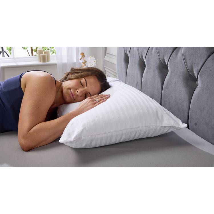 Downland jacquard cotton striped firm pillow 2 pack - British product