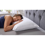 Downland jacquard cotton striped firm pillow 2 pack - British product