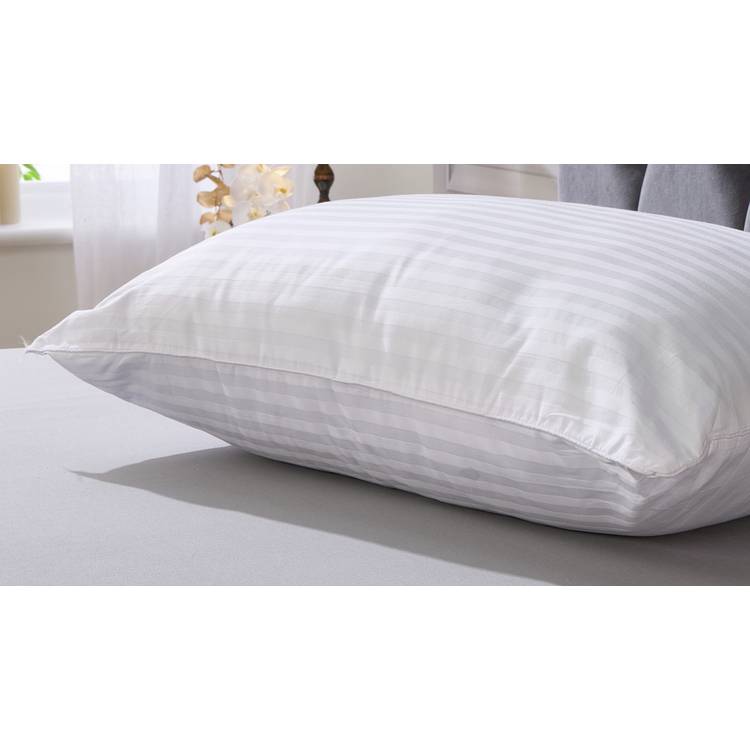 Downland jacquard cotton striped firm pillow 2 pack - British product
