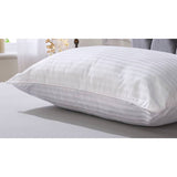 Downland jacquard cotton striped firm pillow 2 pack - British product