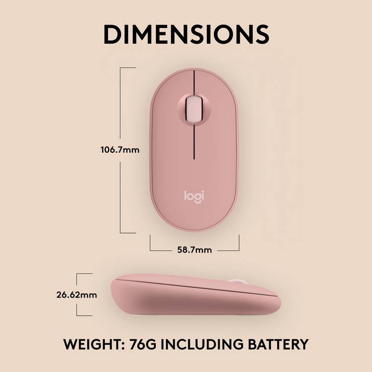 Logitech Pebble 2 wireless mouse in rose (British brand)