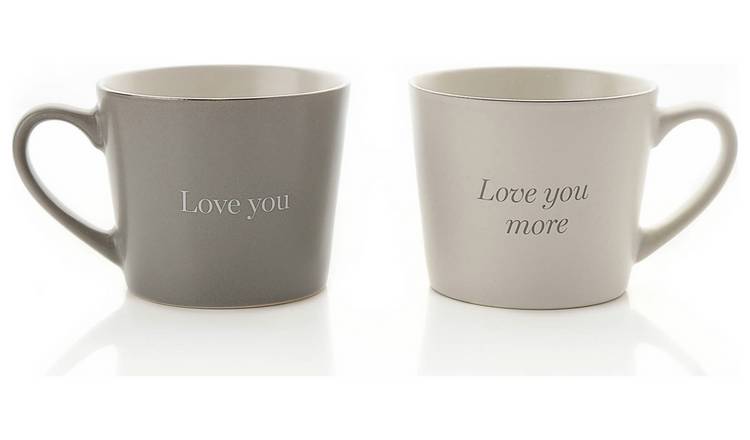 Amore love mugs set grey and white 400ml each - British product