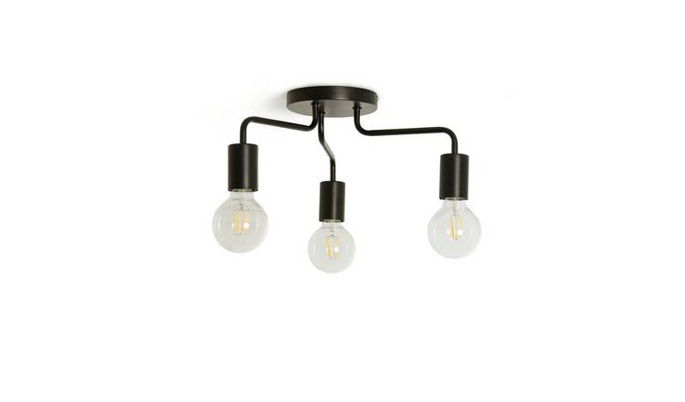 Argos Home black 3 light flush ceiling light, imported from the UK