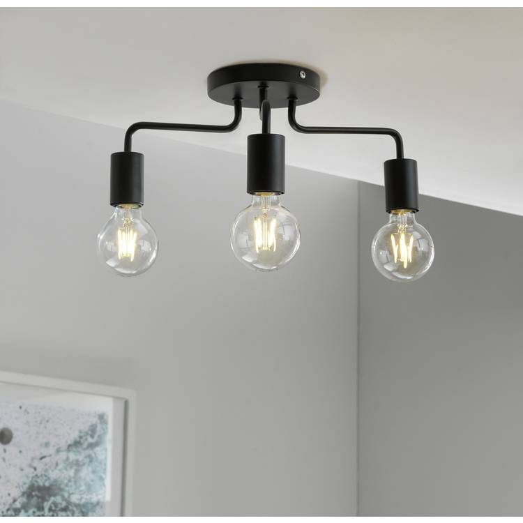 Argos Home black 3 light flush ceiling light, imported from the UK