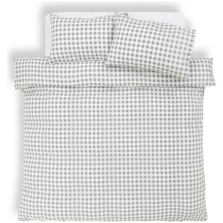 Habitat gingham grey bedding set single size, imported from the UK