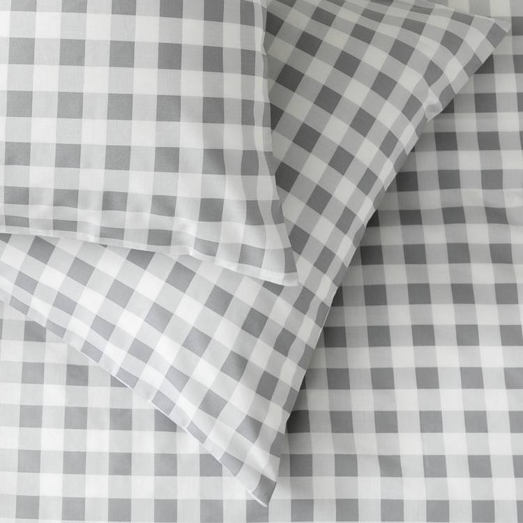 Habitat gingham grey bedding set single size, imported from the UK