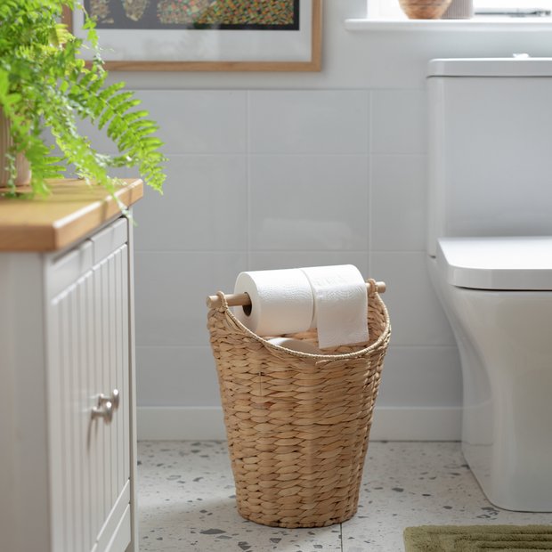 Habitat woven bamboo toilet roll holder, imported from the UK