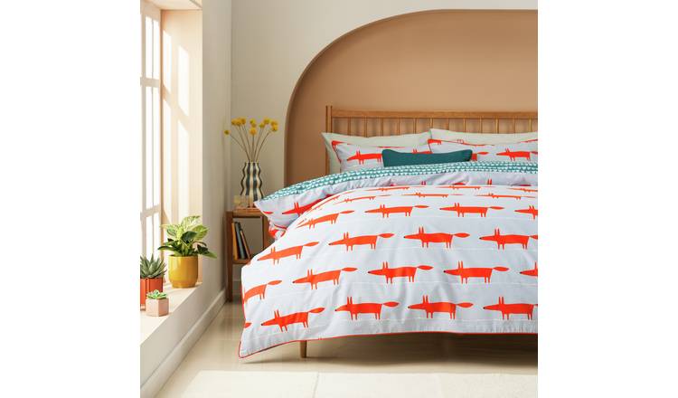 Habitat x Scion Mr Fox light blue single bedding set - British product