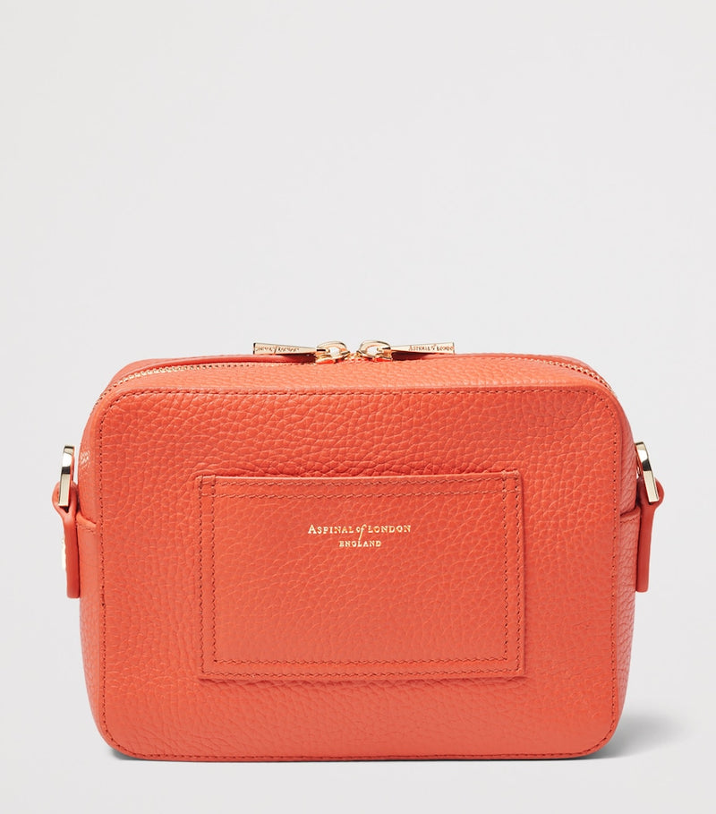Aspinal of London leather camera bag with stitched A, imported from the UK