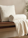 Catherine Lansfield cream ribbed cushion 45x45cm, imported from the UK