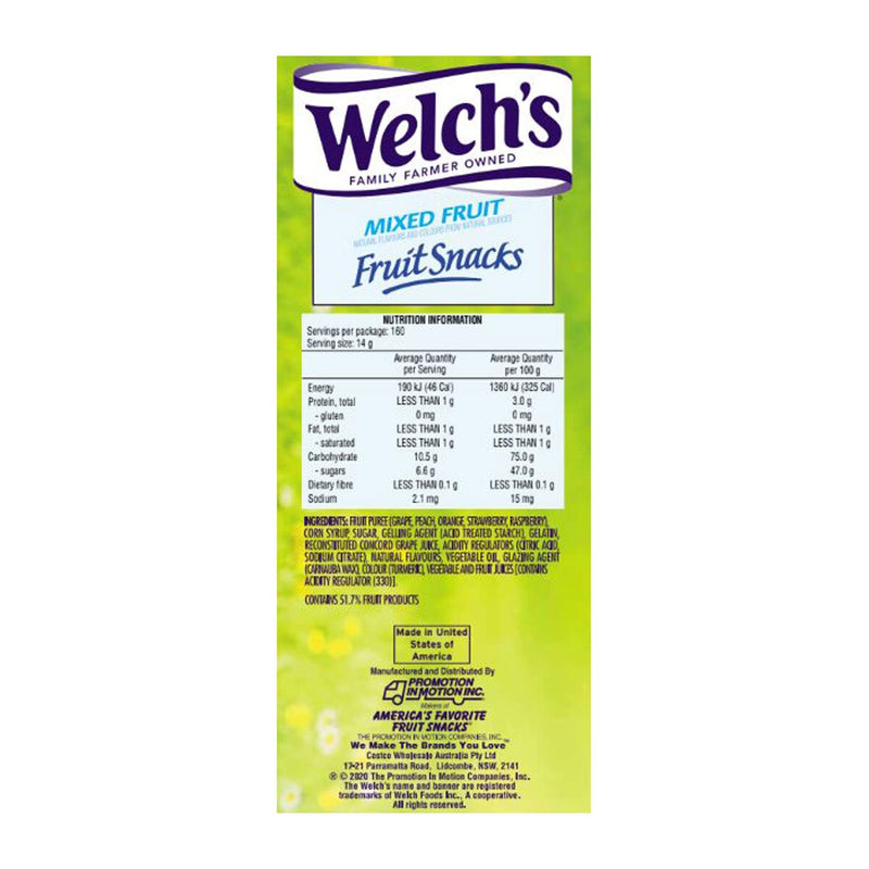 Welch's mixed fruit snacks 160 pouches (British brand)