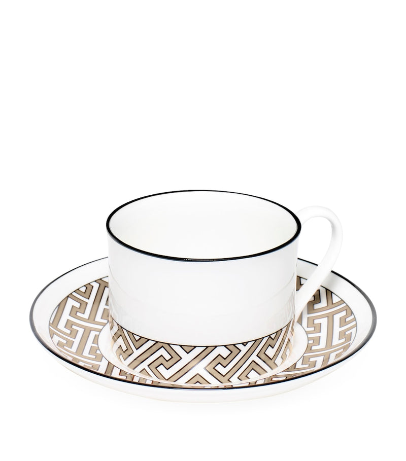 O.W.London Maze bone china teacup and saucer (British brand)