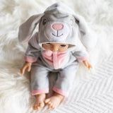 Tiny Treasures bunny doll outfit with hooded all-in-one - British product