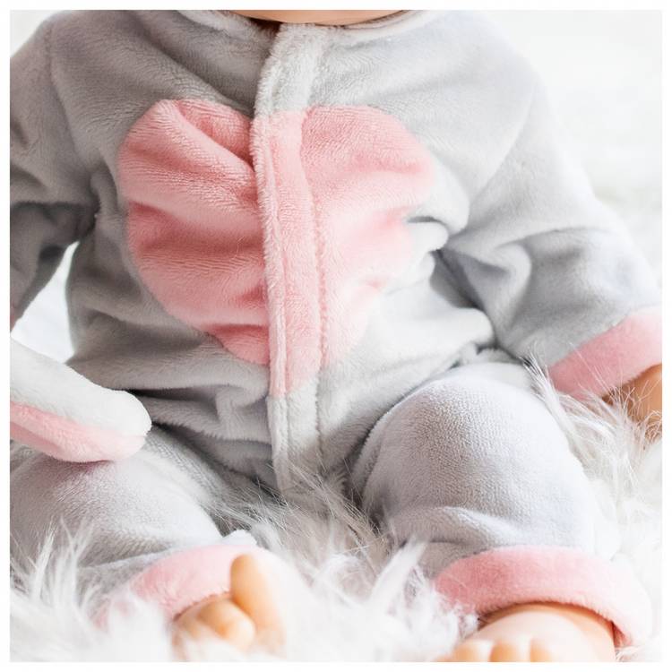 Tiny Treasures bunny doll outfit with hooded all-in-one - British product