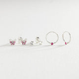 Revere sterling silver earrings set of 3 studs and hoops, imported from the UK