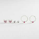 Revere sterling silver earrings set of 3 studs and hoops, imported from the UK