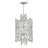 Two Tier Crystal and Silver Leaf Pendant Light with 6 Lamps
